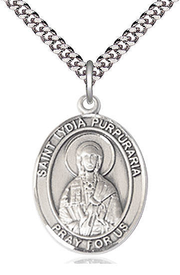 St. Lydia Purpuraria Medal in Fine Pewter, 1" tall, Your Choice of Chain, # 5418