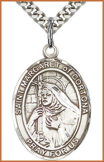 1"x3/4" Sterling Silver St. Margaret of Cortona Medal, Your Choice of Chain, # 54261