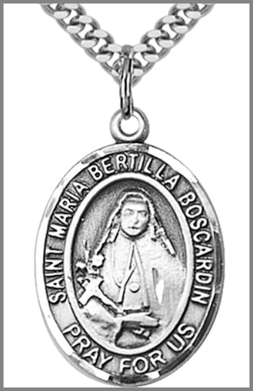 1"x3/4" Sterling Silver St. Maria Bertilla Boscardin Medal, Your Choice of Chain, # 54265