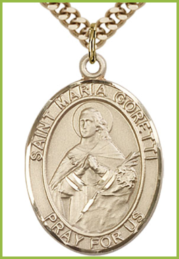 14kt Gold Filled Medal, 1"x3/4", St. Maria Goretti, Your Choice of Chain, # 54271