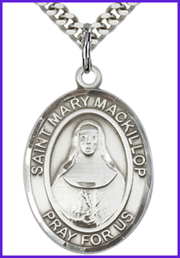 1"x3/4" Sterling Silver St. Mary Mackillop Medal, Your Choice of Chain, # 54296