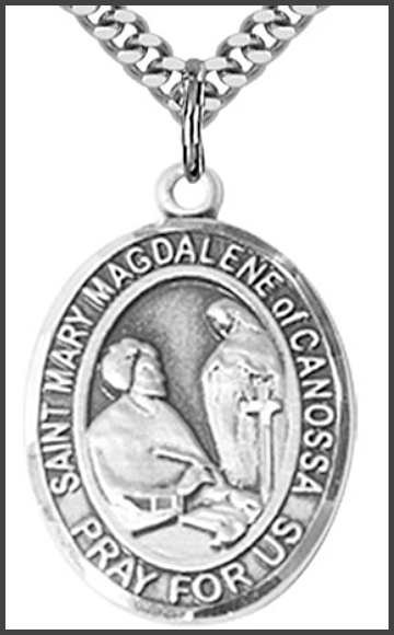 1"x3/4" Sterling Silver St. Mary Magdalene of Canossa Medal, Your Choice of Chain, # 54301