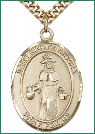 14kt Gold Filled Medal, 1"x3/4", St. Nino de Atocha, Your Choice of Chain, # 54337