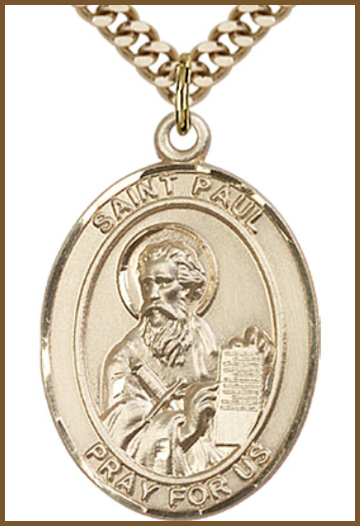 14kt Gold Filled Medal, 1"x3/4", St. Paul the Apostle, Your Choice of Chain, # 54355