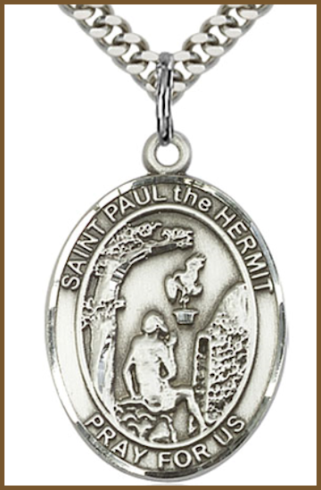 1"x3/4" Sterling Silver St. Paul the Hermit Medal, Your Choice of Chain, # 54358