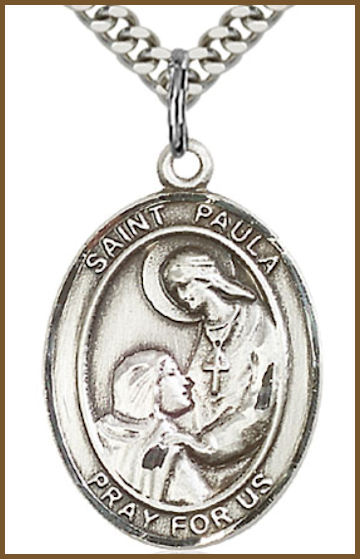 1"x3/4" Sterling Silver St. Paula Medal, Your Choice of Chain, # 54359