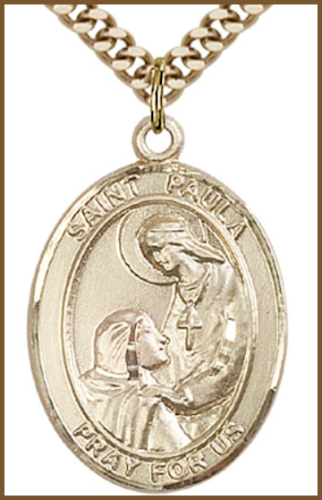 14kt Gold Filled Medal, 1"x3/4", St. Paula, Your Choice of Chain, # 54360