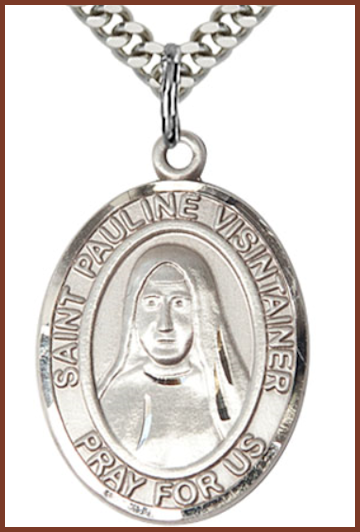 1"x3/4" Sterling Silver St. Pauline Visintainer Medal, Your Choice of Chain, # 54363