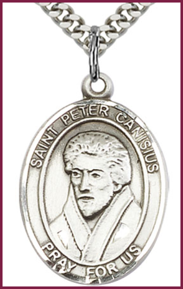 1"x3/4" Sterling Silver St. Peter Canisius Medal, Your Choice of Chain, # 54369