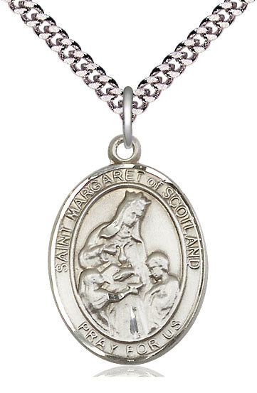 St. Margaret of Scotland Medal in Fine Pewter, 1" tall, Your Choice of Chain, # 5439