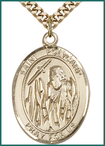 14kt Gold Filled Medal, 1"x3/4", St. Polycarp of Smyrna, Your Choice of Chain, # 54402
