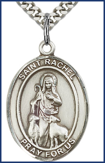 1"x3/4" Sterling Silver Medal, St. Rachel, Your Choice of Chain, # 54406