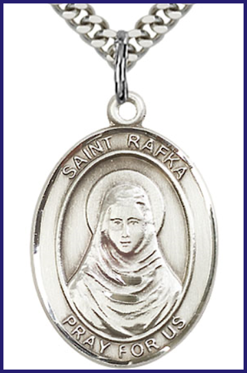 Sterling Silver Medal, 1"x3/4", St. Rafka, Your Choice of Chain, # 54410