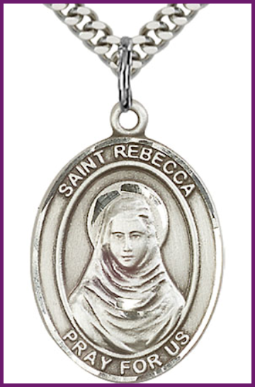 Sterling Silver Medal, 1"x3/4", St. Rebecca, Your Choice of Chain, # 54424