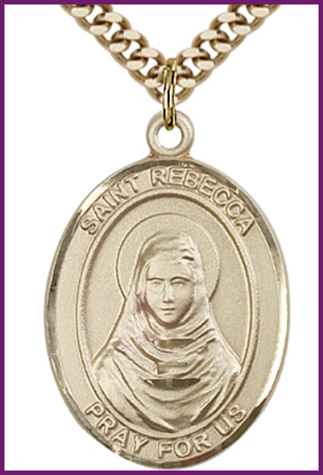 14kt Gold Filled Medal, 1"x3/4", St. Rebecca, Your Choice of Chain, # 54425