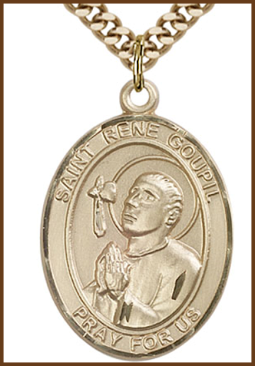 14kt Gold Filled Medal, 1"x3/4", St. Rene Goupil, Your Choice of Chain, # 54440
