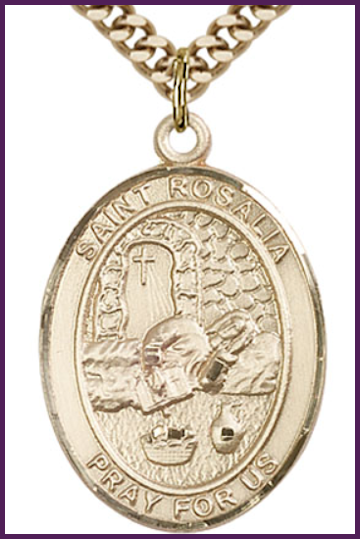 14kt Gold Filled Medal, 1"x3/4", St. Rosalia, Your Choice of Chain, # 54464