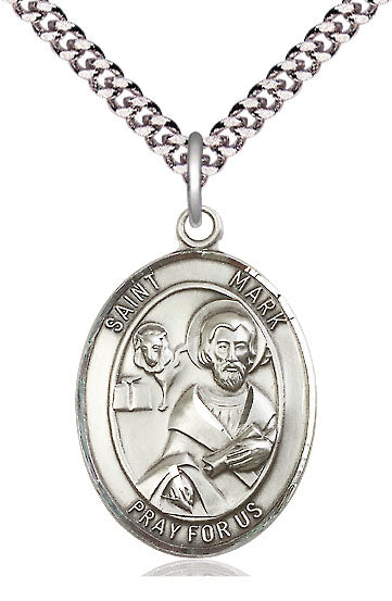 St. Mark the Evangelist Medal in Fine Pewter, 1" tall, Your Choice of Chain, # 5447