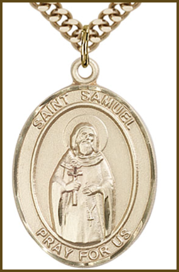 14kt Gold Filled Medal, 1"x3/4", St. Samuel, Your Choice of Chain, # 54476