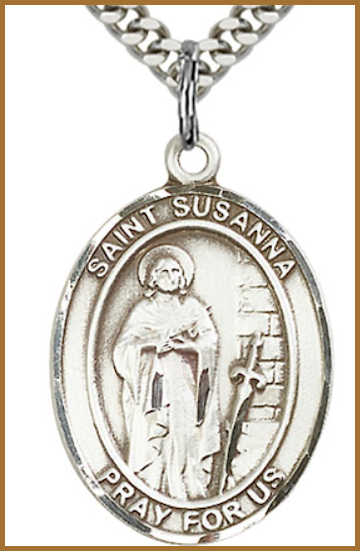 Sterling Silver Medal, 1"x3/4", St. Susanna, Your Choice of Chain, # 54512