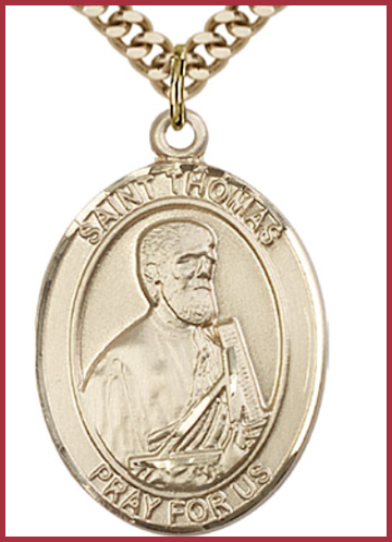 14kt Gold Filled Medal, 1"x3/4", St. Thomas the Apostle, Your Choice of Chain, # 54545