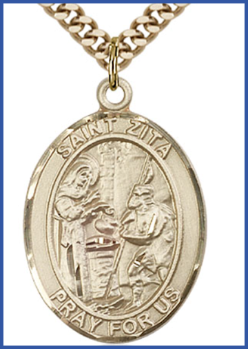 14kt Gold Filled Medal, 1"x3/4", St. Zita, Your Choice of Chain, # 54590