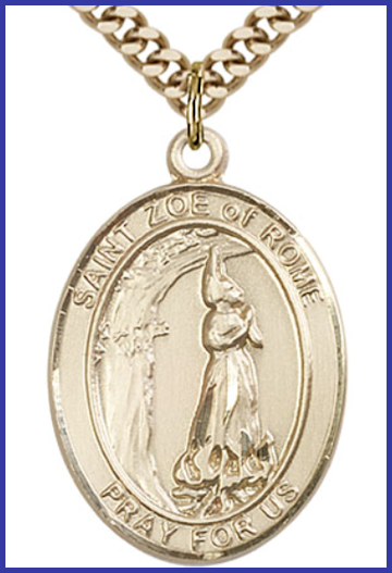 14kt Gold Filled Medal, 1"x3/4", St. Zoe of Rome, Your Choice of Chain, # 54593