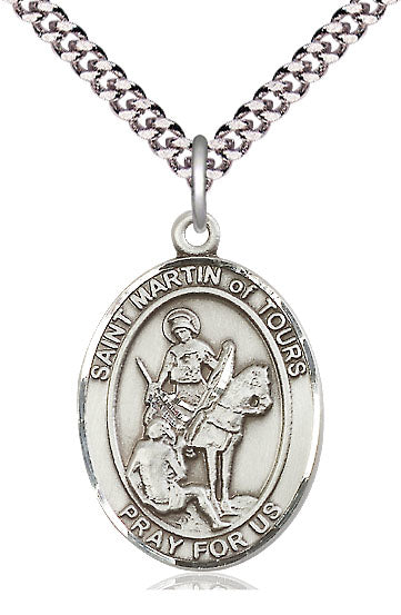 St. Martin of Tours Medal in Fine Pewter, 1" tall, Your Choice of Chain, # 5471
