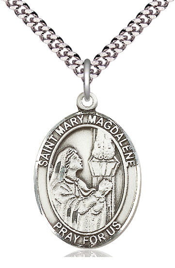 St. Mary Magdalene Medal in Fine Pewter, 1" tall, Your Choice of Chain, # 5473