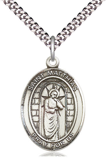 St. Matthias the Apostle Medal in Fine Pewter, 1" tall, Your Choice of Chain, # 5477