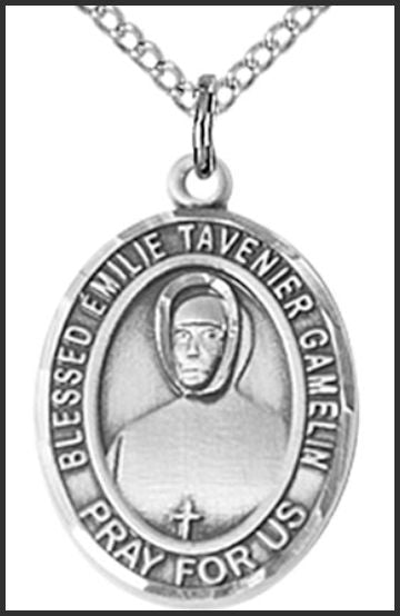 Sterling Silver Medal, 3/4"x9/16", Blessed Emilie Gamelin, Your Choice of Chain, # 54784