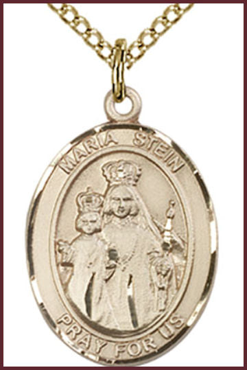 Solid 14kt Gold Medal, 3/4"x9/16", Maria Stein, Free Chain, # 54796