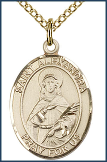 14kt Gold Filled Medal, 3/4"x9/16", St. Alexandra, Your choice of chain, # 54895