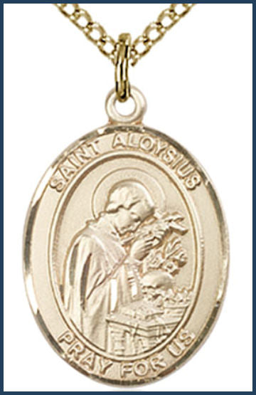 14kt Gold Filled Medal, 3/4"x9/16", St. Aloysius Gonzaga, Your choice of chain, # 54896