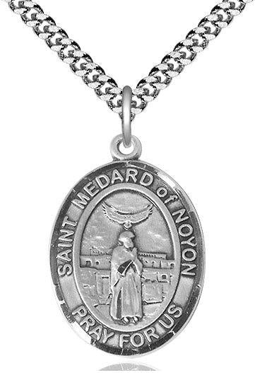St. Medard of Noyon Medal in Fine Pewter, 1" tall, Your Choice of Chain, # 5486