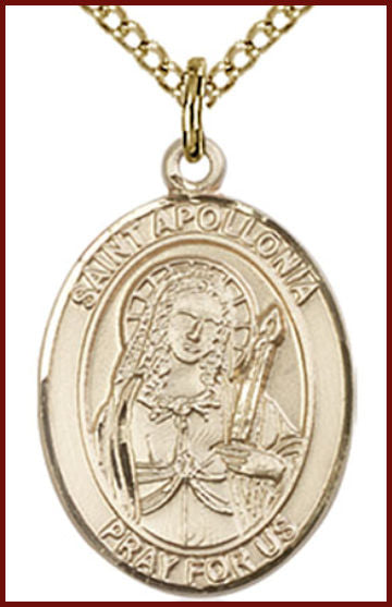 14kt Gold Filled Medal, 3/4"x9/16", St. Apollonia, Your choice of chain, # 54911