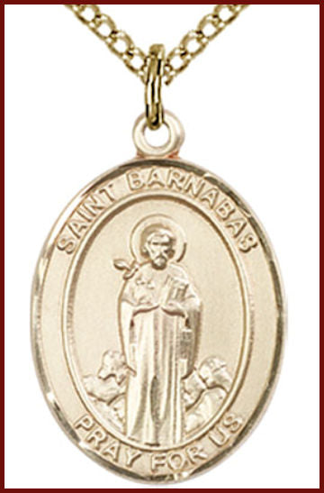14kt Gold Filled Medal, 3/4"x9/16", St. Barnabas, Your choice of chain, # 54917