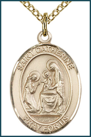 14kt Gold Filled Medal, 3/4"x9/16", St. Catherine of Siena, Your choice of chain, # 54971