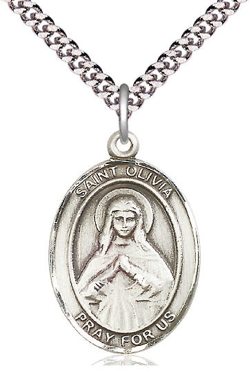 St. Olivia Medal in Fine Pewter, 1" tall, Your Choice of Chain, # 5502