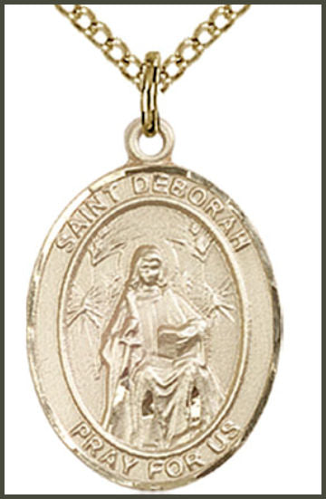 14kt Gold Filled Medal, 3/4"x9/16", St. Deborah, Your choice of chain, # 55023