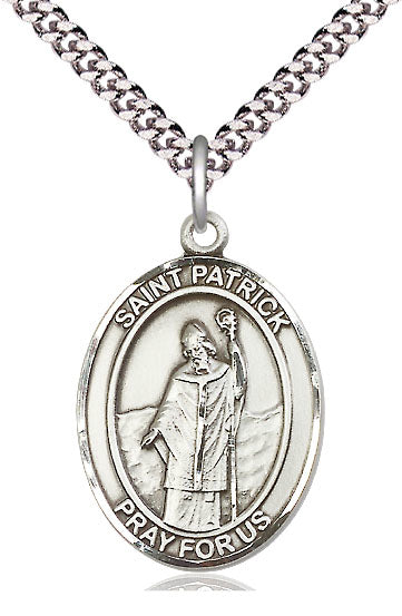 St. Patrick Medal in Fine Pewter, 1" tall, Your Choice of Chain, # 5503
