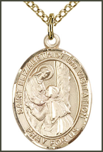 14kt Gold Filled Medal, 3/4"x9/16", St. Elizabeth of the Visitation, Your choice of chain, # 55044