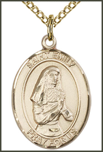 14kt Gold Filled Medal, 3/4"x9/16", St. Emily de Vialar, Your choice of chain, # 55048