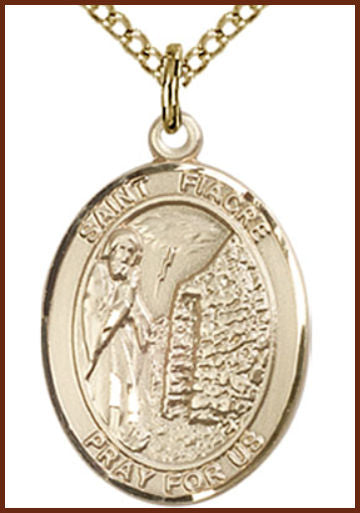 14kt Gold Filled Medal, 3/4"x9/16", St. Fiacre, Your choice of chain, # 55099