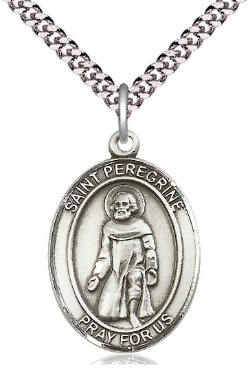 St. Peregrine Laziosi Medal in Fine Pewter, 1" tall, Your Choice of Chain, # 5510