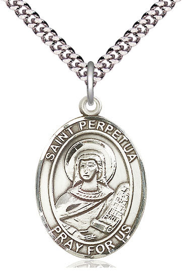 St. Perpetua Medal in Fine Pewter, 1" tall, Your Choice of Chain, # 5511