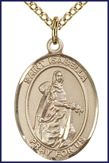 14kt Gold Filled Medal, 3/4"x9/16", St. Isabella of Portugal, Your choice of chain, # 55184