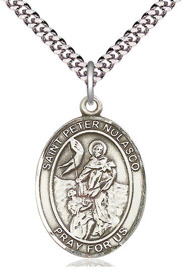 St. Peter Nolasco Medal in Fine Pewter, 1" tall, Your Choice of Chain, # 5519