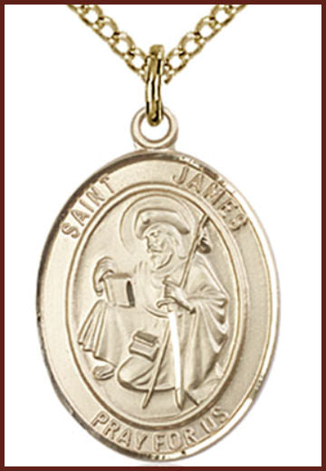 14kt Gold Filled Medal, 3/4"x9/16", St. James the Greater, Your choice of chain, # 55196