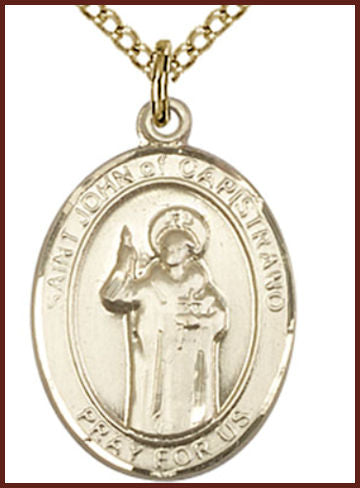 14kt Gold Filled Medal, 3/4"x9/16", St. John of Capistrano, Your choice of chain, # 55331